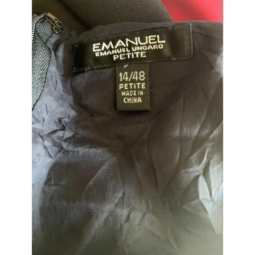 Emanuel Unargo Wool Blend Black Shift Dress Size 14 Petite